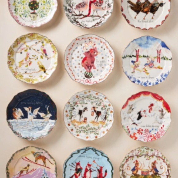 Anthropologie rare Xmas plates inslee fariss 12 days of Christmas - Picture 8 of 8